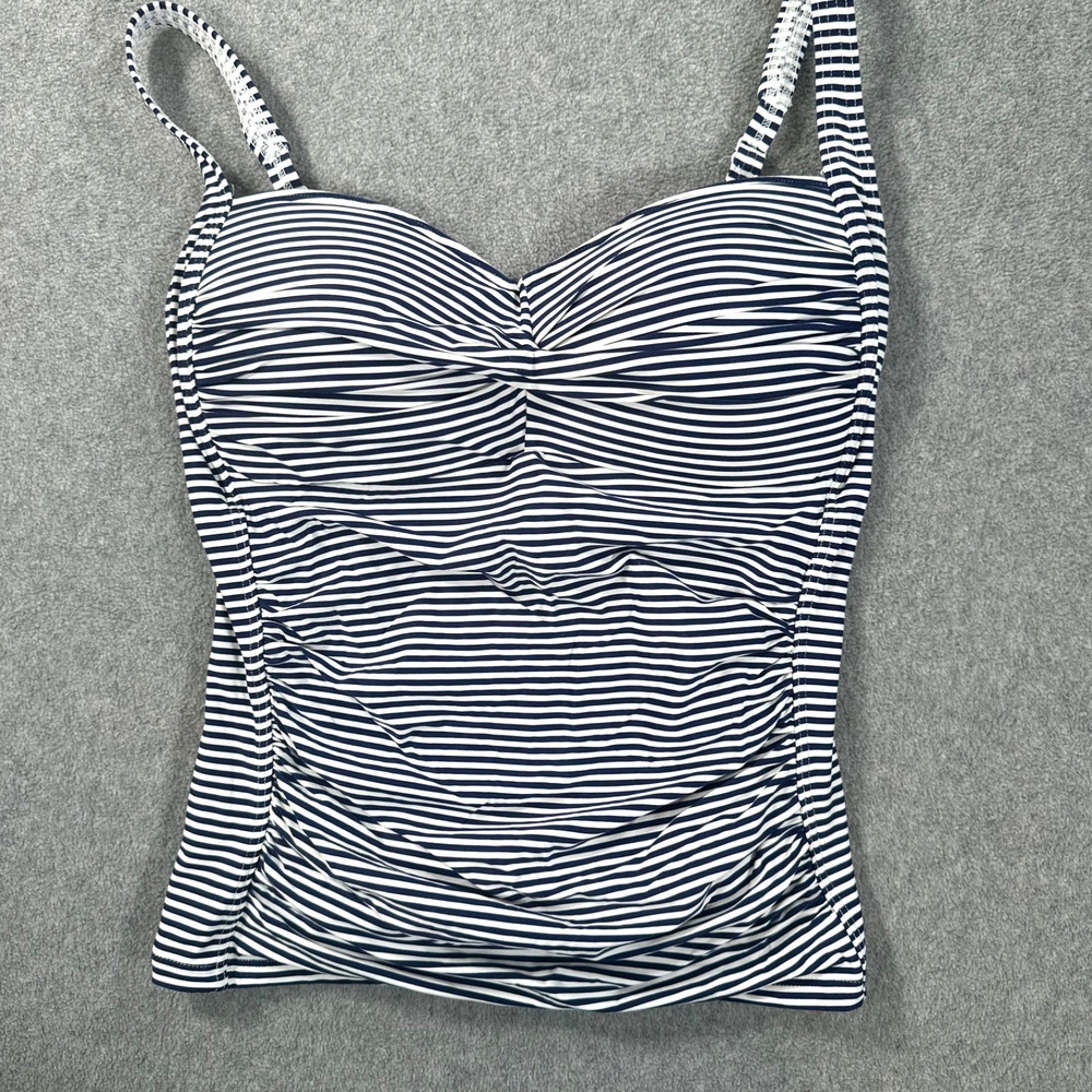 Bond-Eye Australia Striped Tankini Swim Women's Size 10 Multi Fit Cup Navy/White